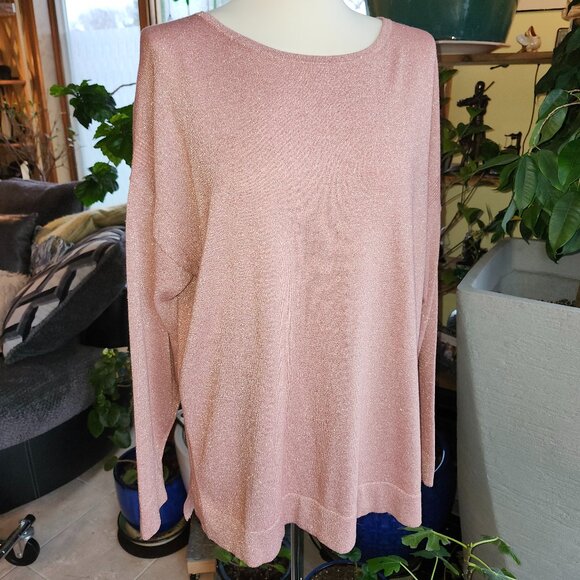 WHITE STUFF Demi Dolman Allover Sparkle Knit Top in Gorgeous Coral - Picture 1 of 13